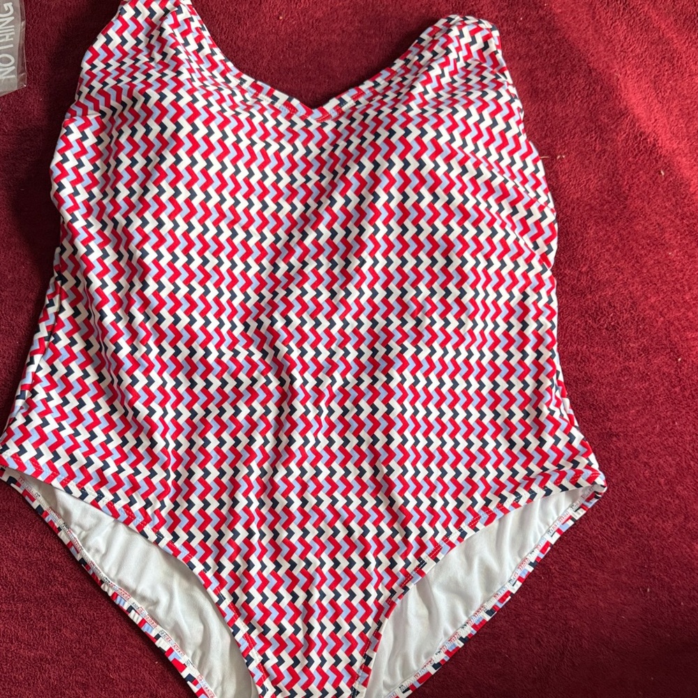 Kona Sol Red and White Zigzag Women's One Piece
